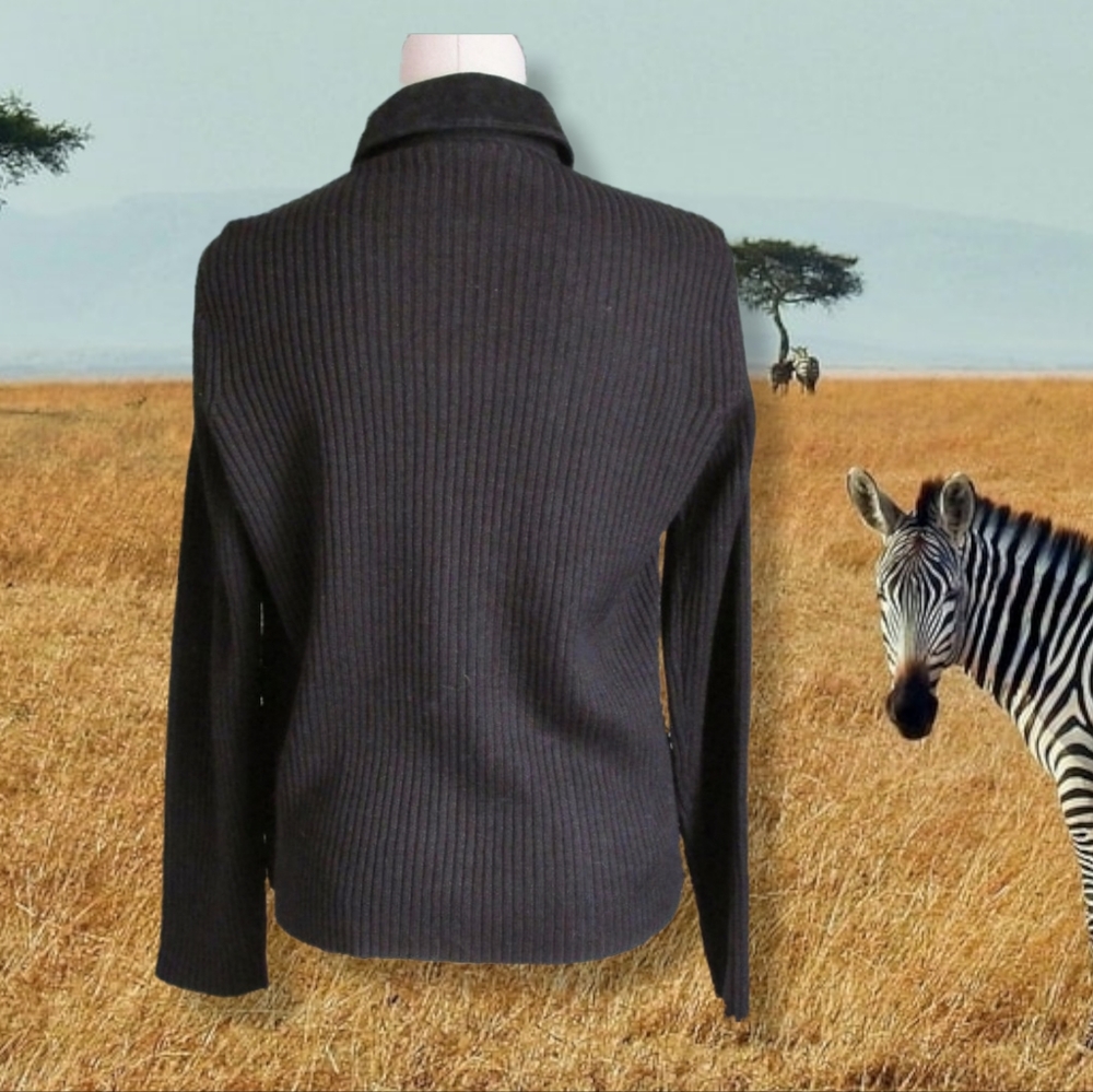 Black Rustic Suede And Knit Jacket - image 3